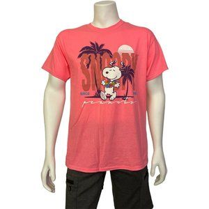 Women's T Shirt Peanuts Graphic Tee Pink Size L Short Sleeve